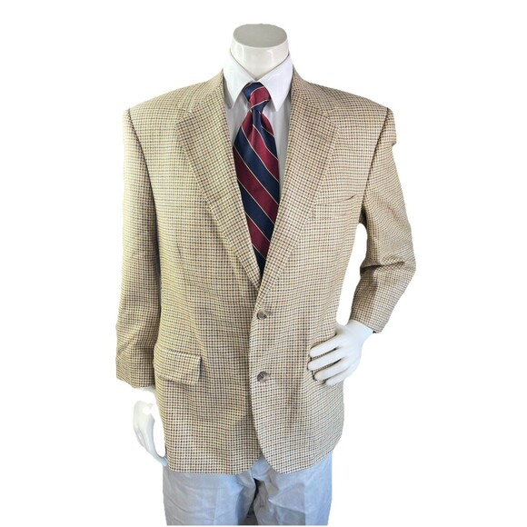 Roundtree & Yorke Men 42R Blazer Houndstooth Sports Coat Wool Linen & Silk Blend - Picture 3 of 13
